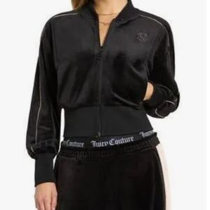 NWT Juicy Couture Crop Bomber Jacket in Liquorice, SZ S